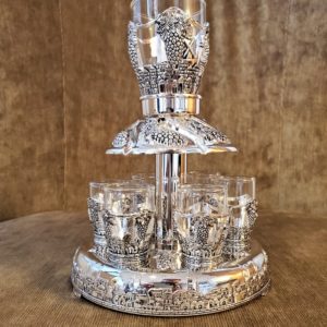 Silver & Glass Wine Fountain - Jerusalem Style