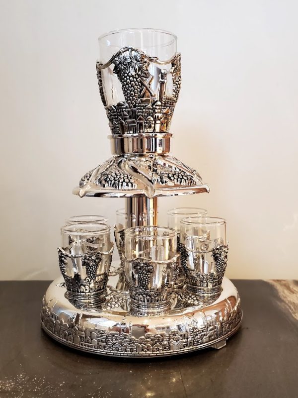 Silver & Glass Wine Fountain - Jerusalem Style - Image 2