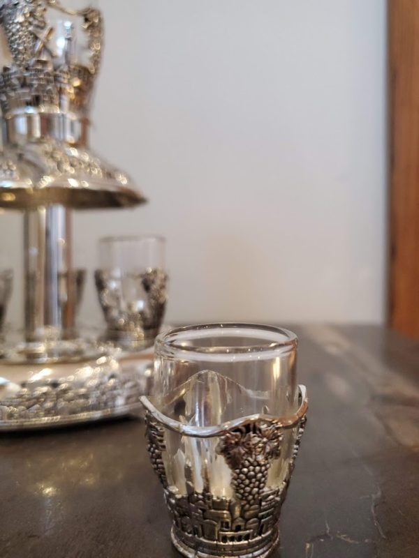 Silver & Glass Wine Fountain - Jerusalem Style - Image 3