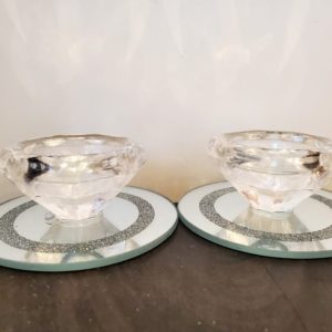 Pair of Tealight Crystal Candle Holders