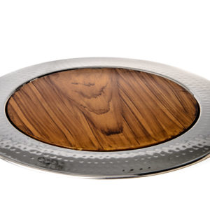 Hammered Silver & Wood Challah Board Round w/ Knife