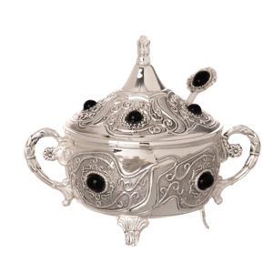 Honey Dish Silver Plated with Stones