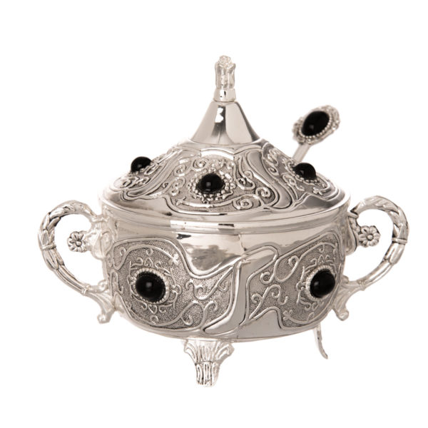Honey Dish Silver Plated with Stones