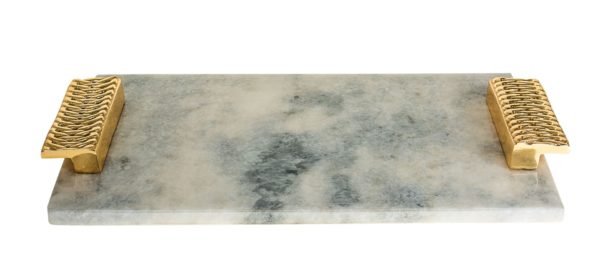Marble Challah board with Gold Handle